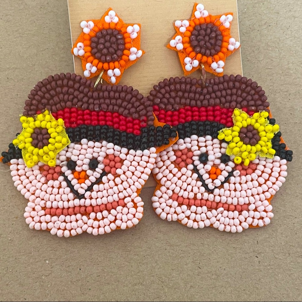🧡🎉Multicolor Beaded Scarecrow Earrings